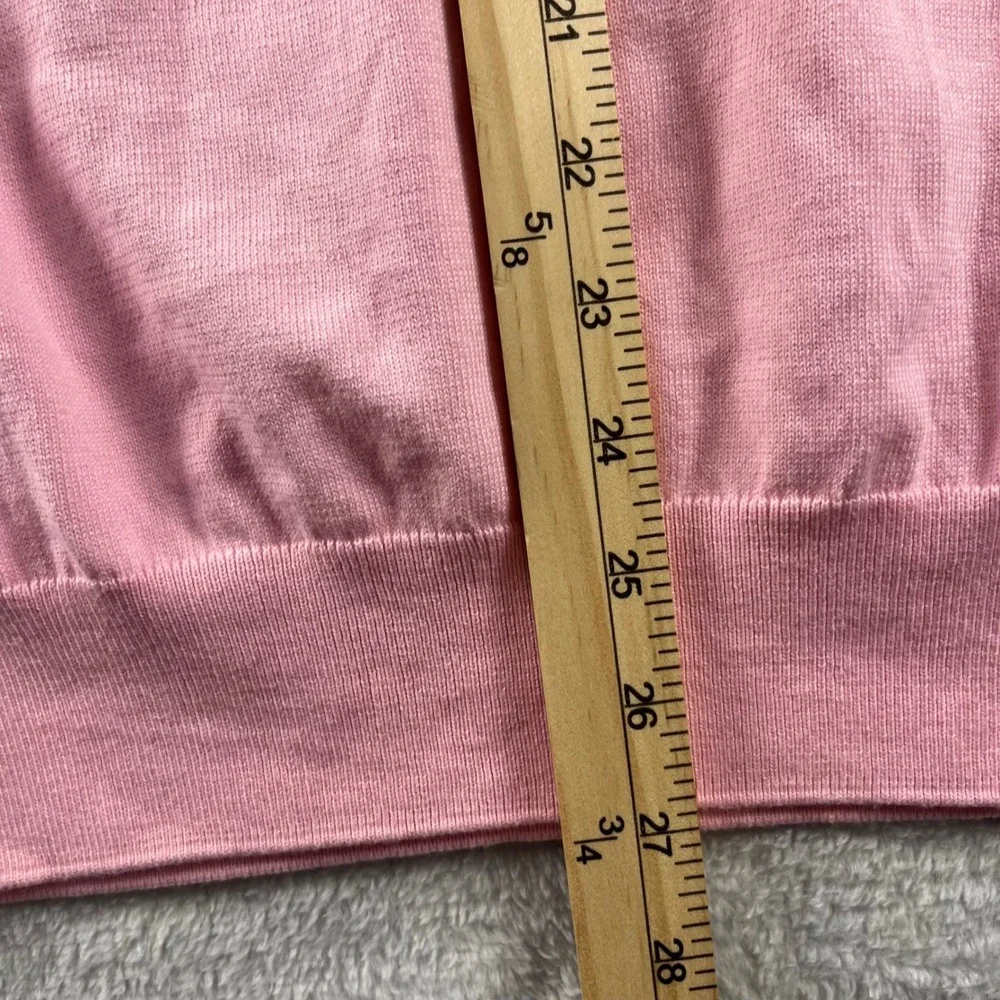 Polo Ralph Lauren Pink Pima Cotton V-Neck Sweater Mens Large Navy Pony Logo